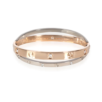 Cartier Joined Love Bracelet in 18KT Rose Gold & White Gold 0.75 CTW