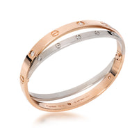 Cartier Joined Love Bracelet in 18KT Rose Gold & White Gold 0.75 CTW