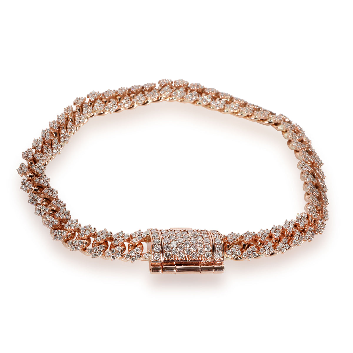 Uverly Miami Cuban Link Diamond Bracelet in 14K Rose Gold 4.20 CTW