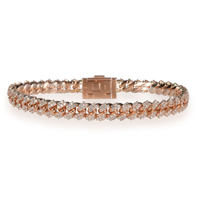 Uverly Miami Cuban Link Diamond Bracelet in 14K Rose Gold 4.20 CTW