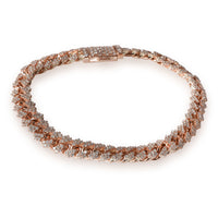 Uverly Miami Cuban Link Diamond Bracelet in 14K Rose Gold 4.20 CTW