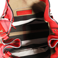 Burberry Cadmium Red Brit Leather & Check Canvas Maidstone Tote