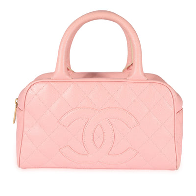 Chanel Pink Caviar Quilted Timeless Small Bowler Bag