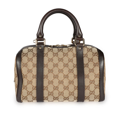 Gucci Brown GG Canvas & Leather Boston Bag