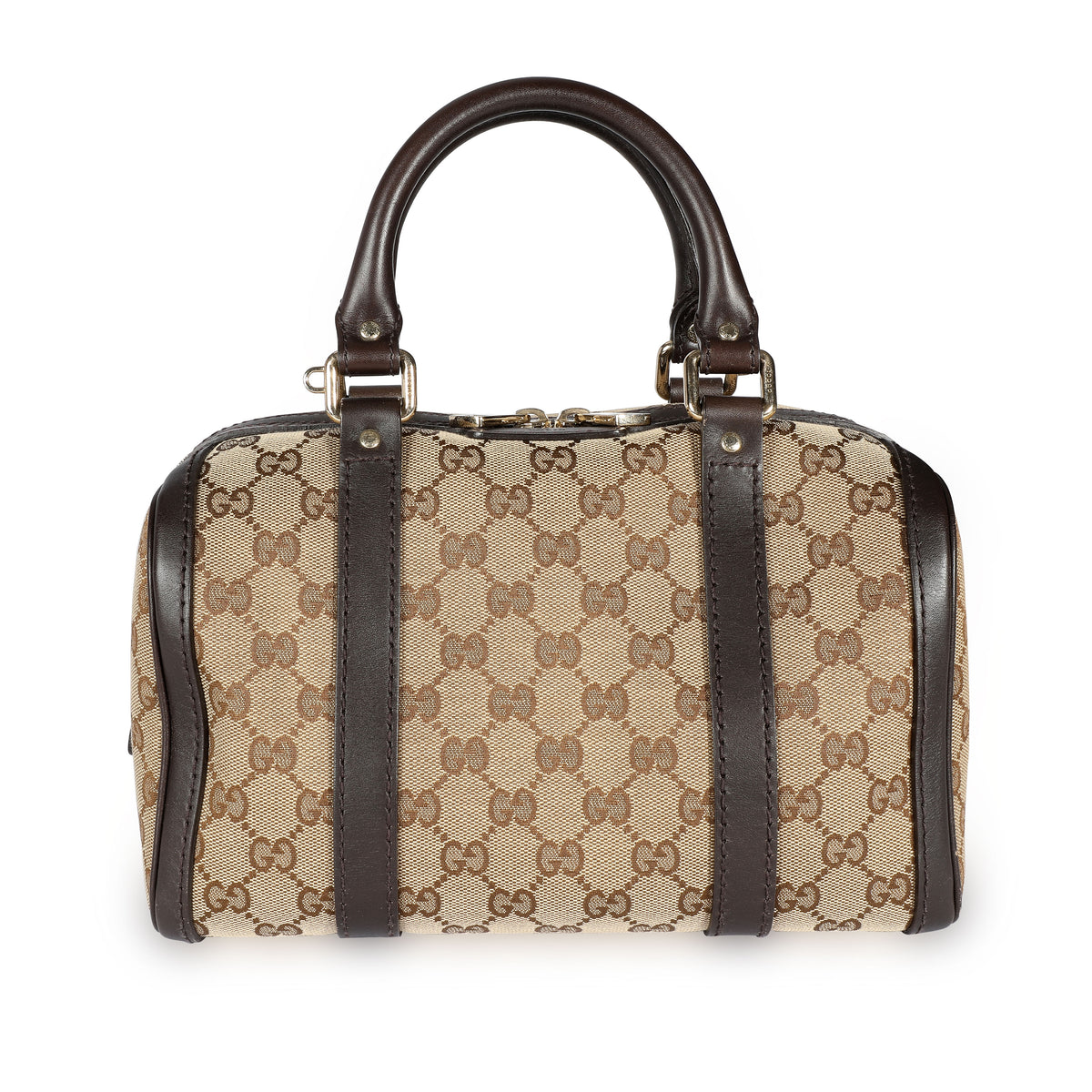Gucci Brown GG Canvas & Leather Boston Bag
