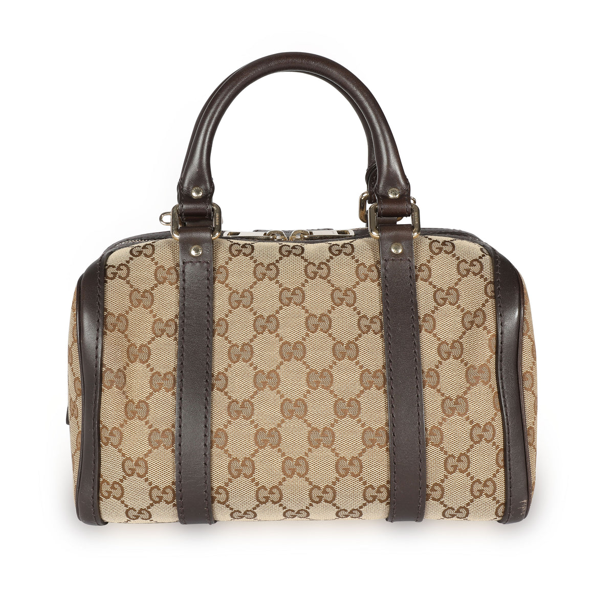 Gucci Brown GG Canvas & Leather Boston Bag