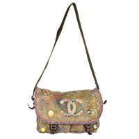 Chanel Green Graffiti Canvas On The Pavements Messenger Large