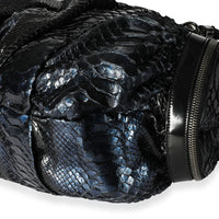 Gucci Blue Python & Black Leather Large Galaxy Bag