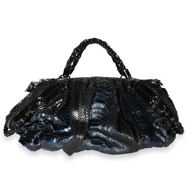 Gucci Blue Python & Black Leather Large Galaxy Bag