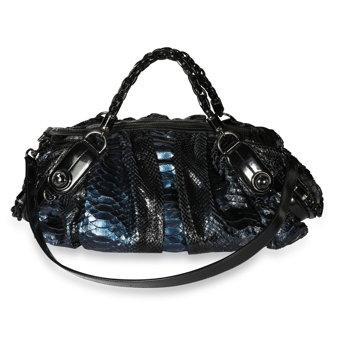 Gucci Blue Python & Black Leather Large Galaxy Bag