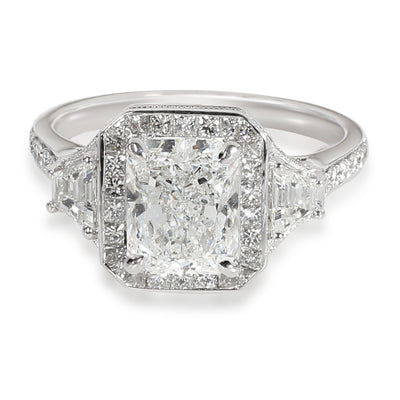 Radiant Halo Diamond Engagement Ring in Platinum GIA Certified F VVS2 2.81 CTW