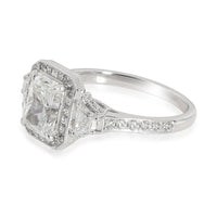 Radiant Halo Diamond Engagement Ring in Platinum GIA Certified F VVS2 2.81 CTW