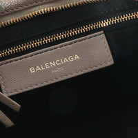 Balenciaga Beige Latte Goatskin Leather Metallic Edge Small City Bag