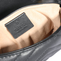 Gucci Black Matelassé Leather GG Marmont Super Mini Bag