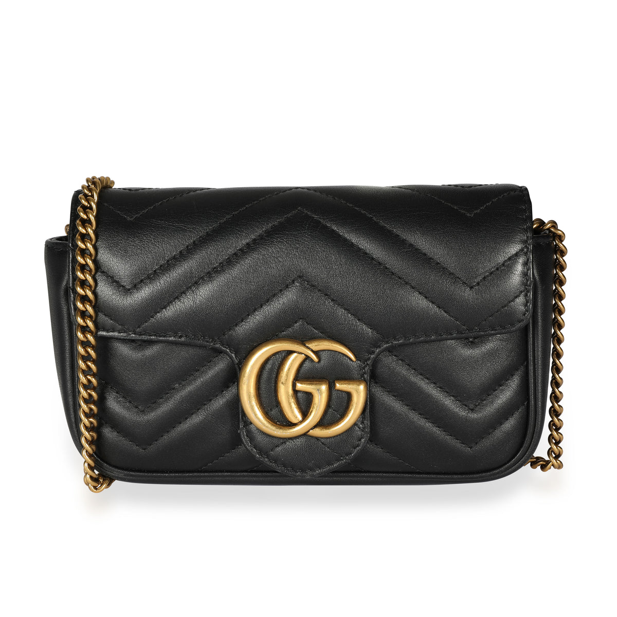 Gucci Black Matelassé Leather GG Marmont Super Mini Bag by WP