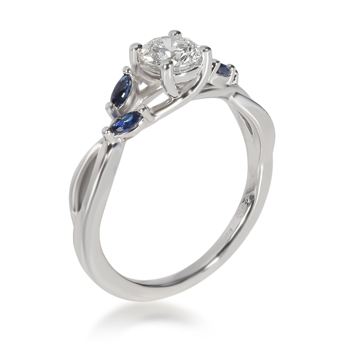 Brilliant Earth Diamond & Sapphire Ring in 18K White Gold GIA H VS1 0.50 CTW