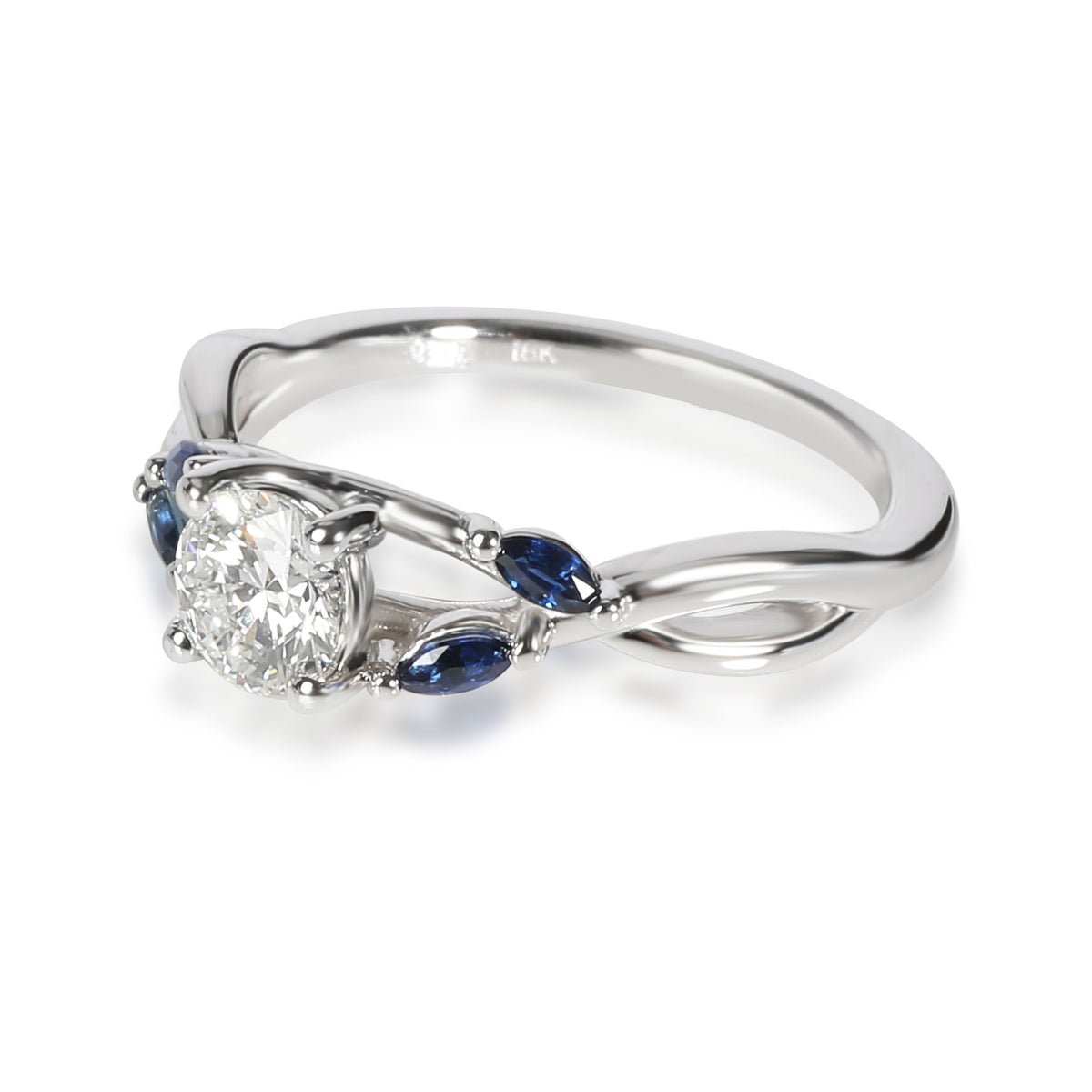 Brilliant Earth Diamond Sapphire Ring in 18K White Gold GIA H