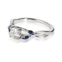 Brilliant Earth Diamond & Sapphire Ring in 18K White Gold GIA H VS1 0.50 CTW
