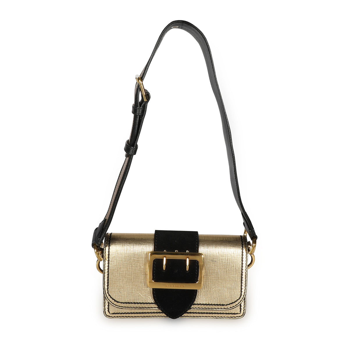 Burberry Gold Metallic Leather & Black Suede Madison Convertible Bag