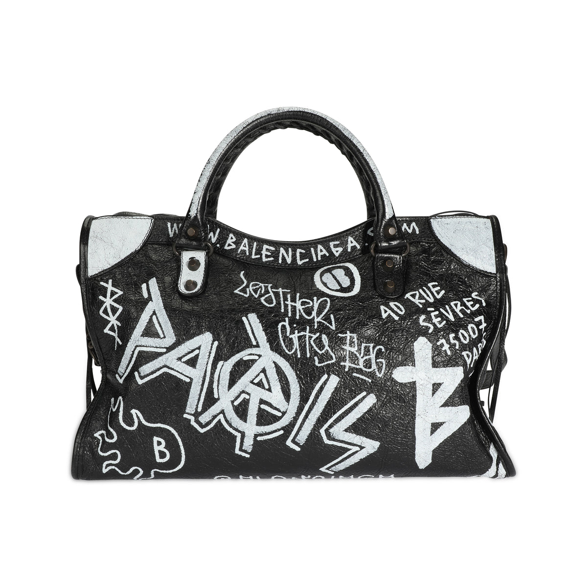 Balenciaga Black & White Graffiti Leather Classic City Bag by WP Diamonds –  myGemma, IT