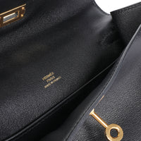 Hermès Black Evercolor Leather Kelly Pochette GHW