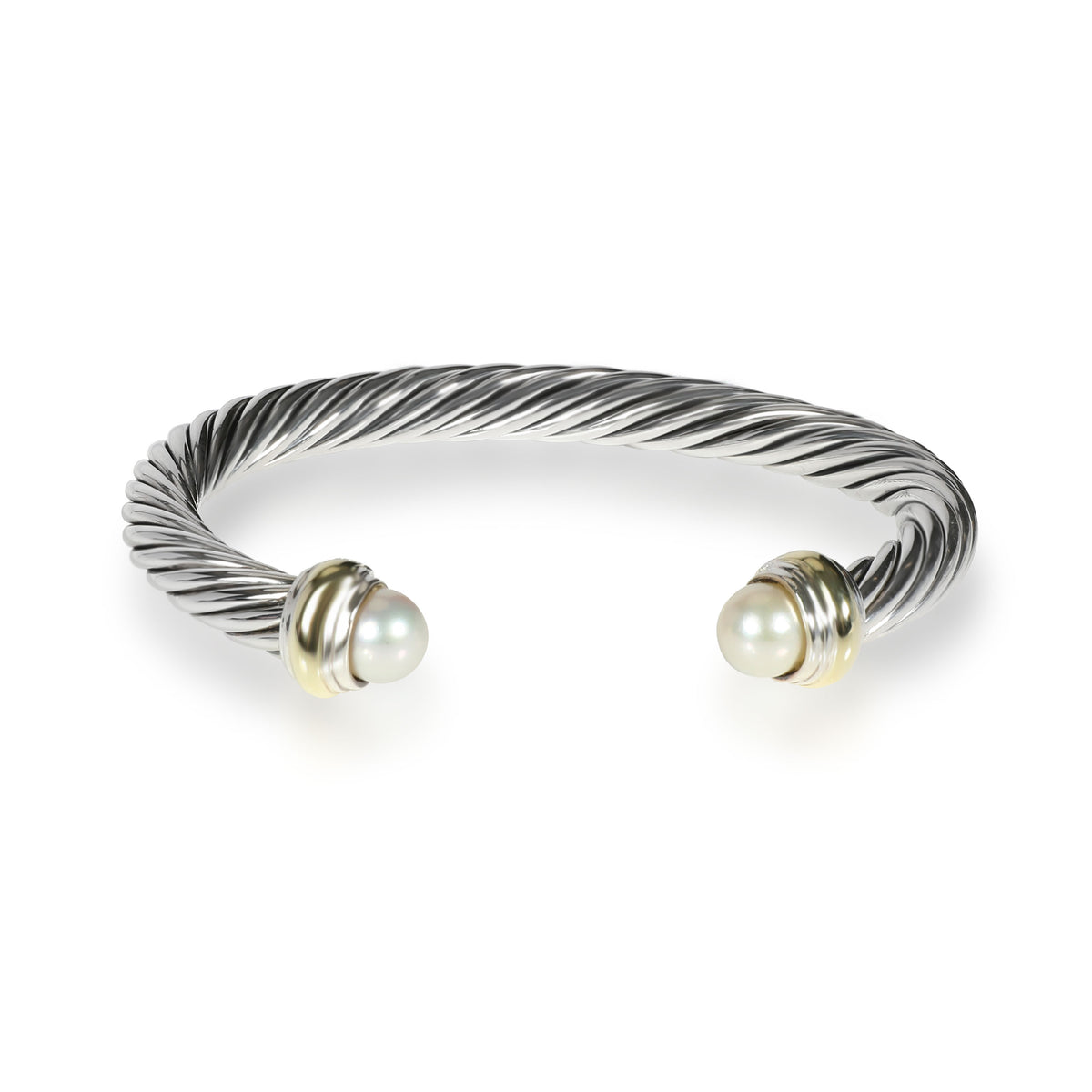 David Yurman Cable Bracelet with Pearls in 14K Yellow Gold/Sterling Silver