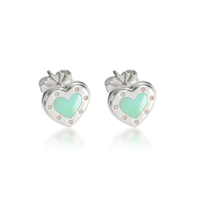 Return to Tiffany Love Hearts Enamel Stud Earrings in  Sterling Silver