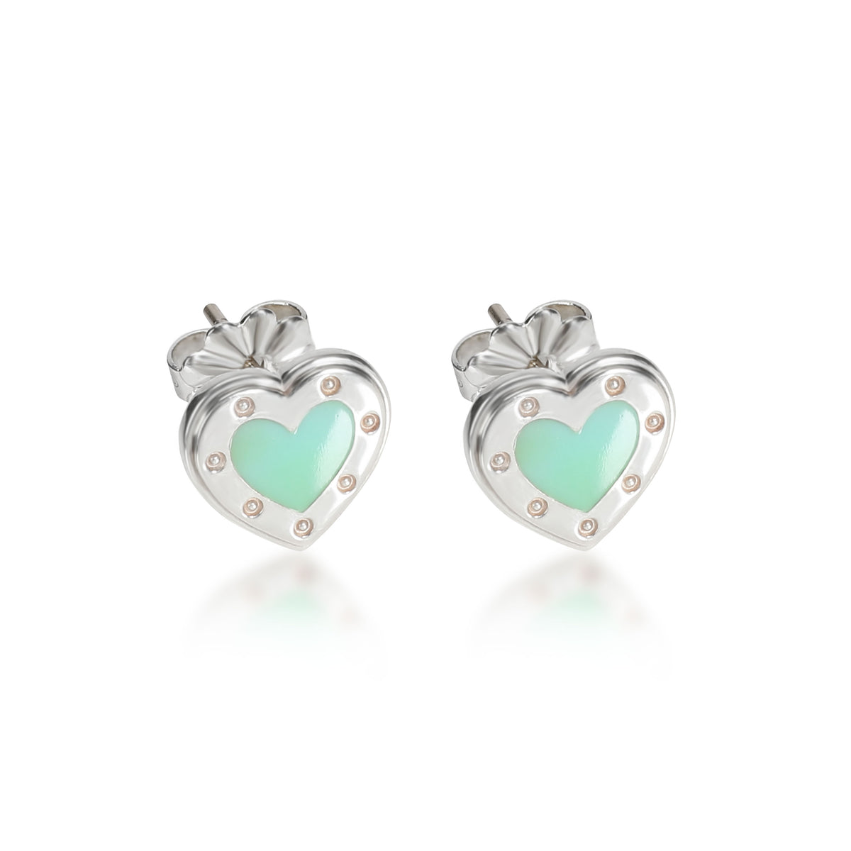 Return to Tiffany Love Hearts Enamel Stud Earrings in  Sterling Silver