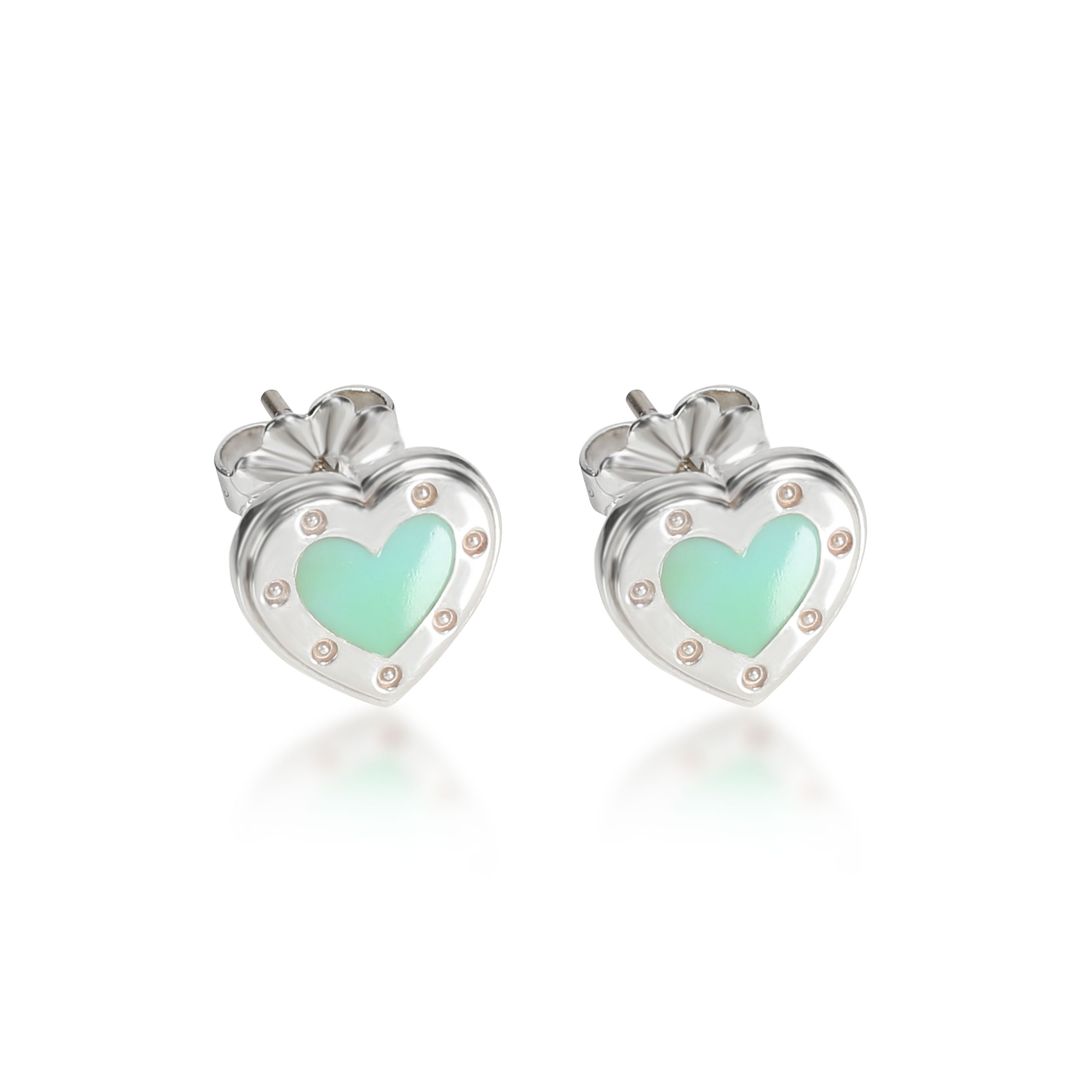 Return to Tiffany™ Love heart earrings in silver with enamel finish, mini.