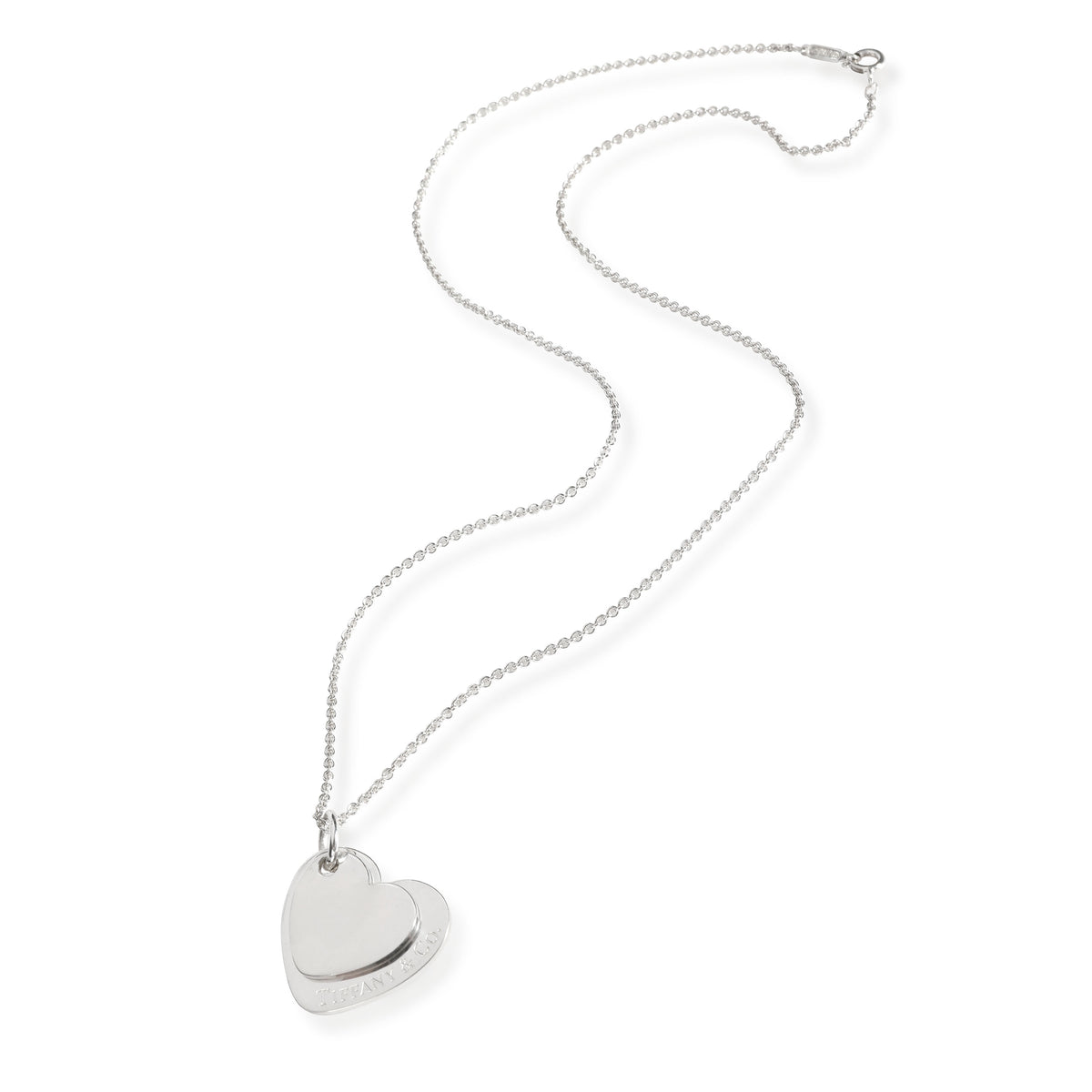 Tiffany & Co. Double Heart Tag Necklace in  Sterling Silver