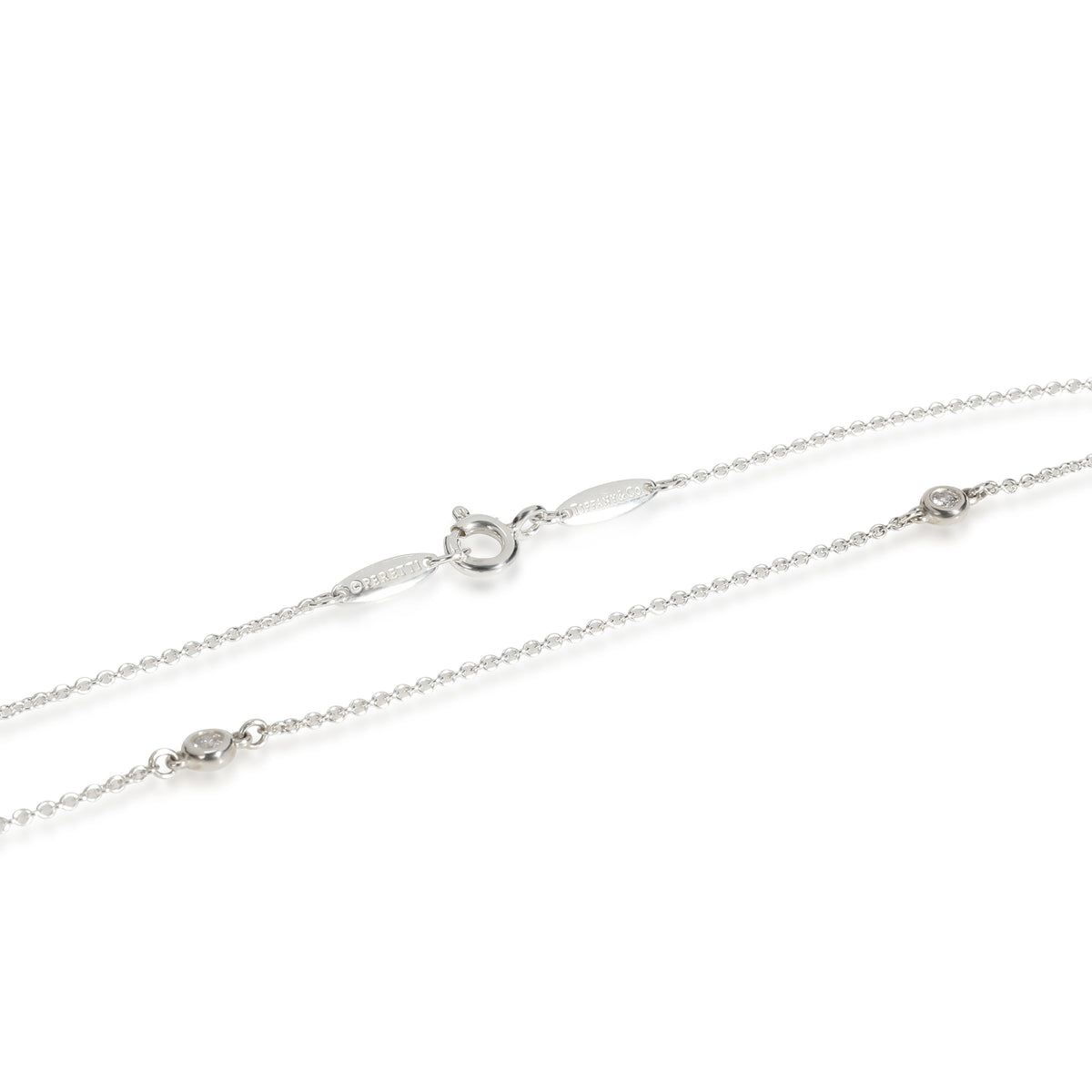 Tiffany & Co. Elsa Peretti Diamond by Yard Necklace in  Sterling Silver 0.09 CTW