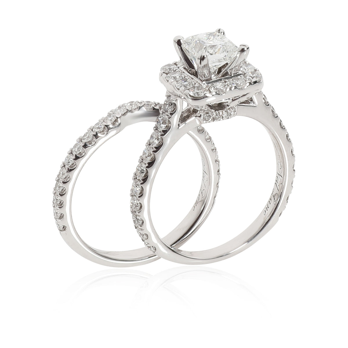 Neil Lane Halo Princess Diamond Engagement Set in 14K White Gold