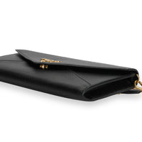 Prada Black Saffiano Leather Envelope Chain Wallet