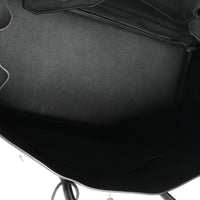 Hermès Black Swift Leather & Ecru Toile Birkin 40 PHW