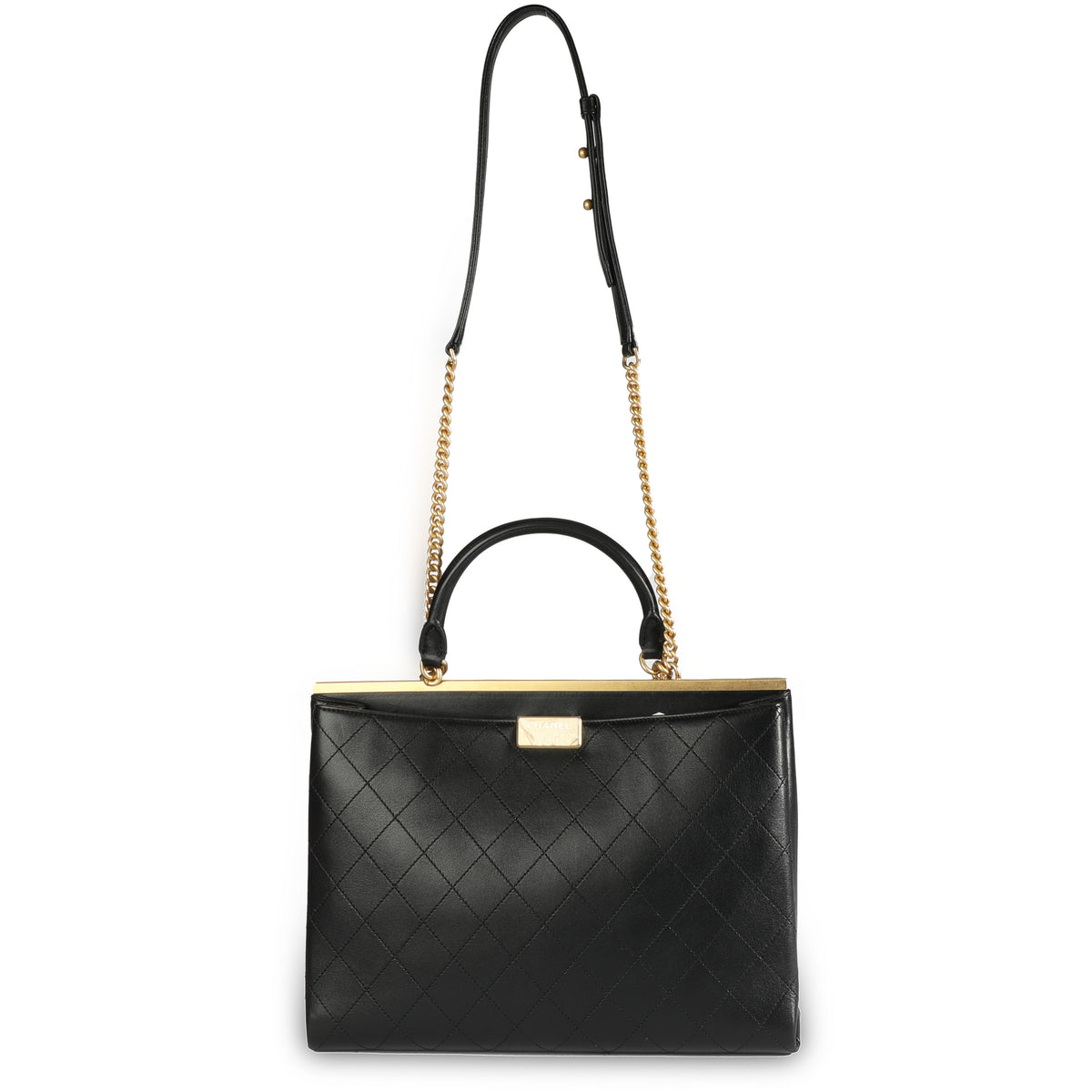 Chanel Black Quilted Calfskin Coco Luxe Large Shopping Bag