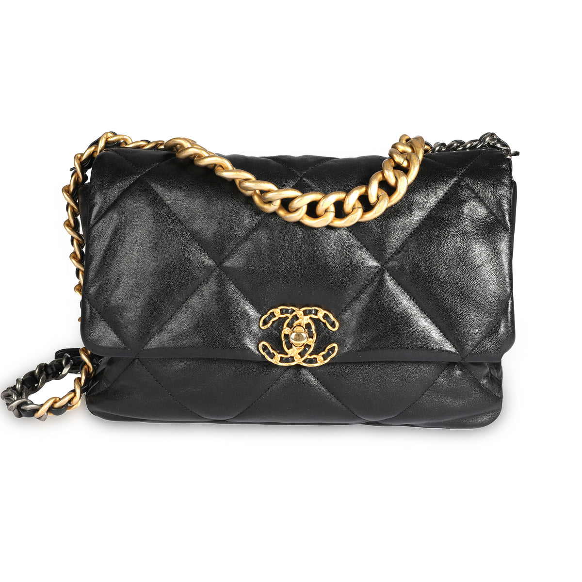 Chanel Black Quilted Lambskin Chanel 19 Large Flap Bag For Sale at