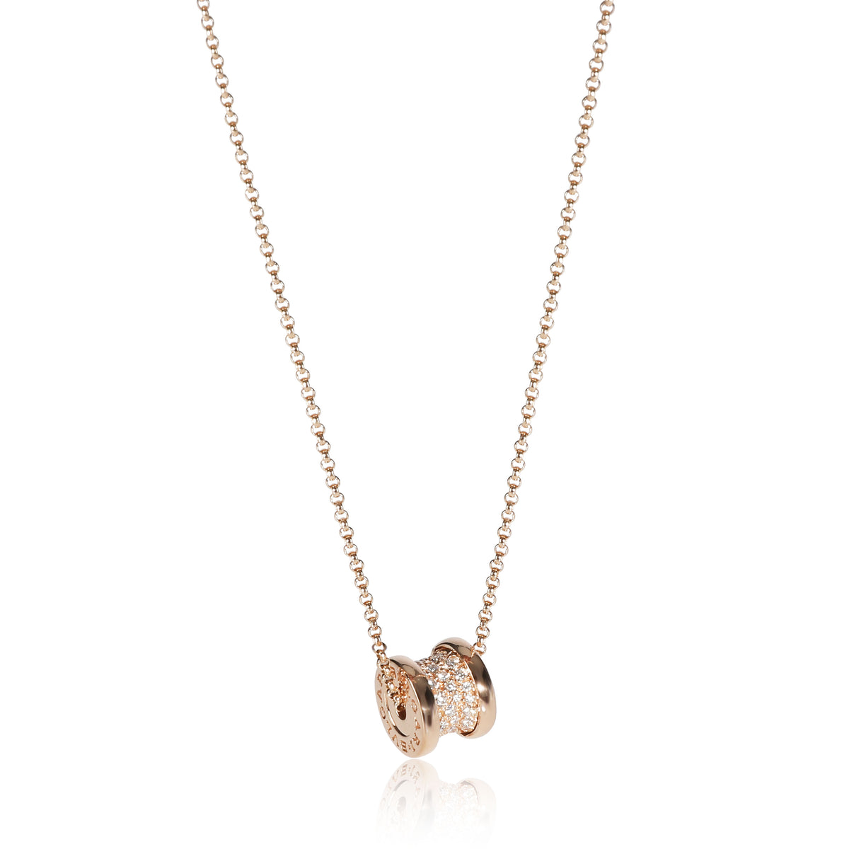 Bulgari B. Zero 1 Pave Diamond Necklace in 18K Rose Gold 0.31 CTW