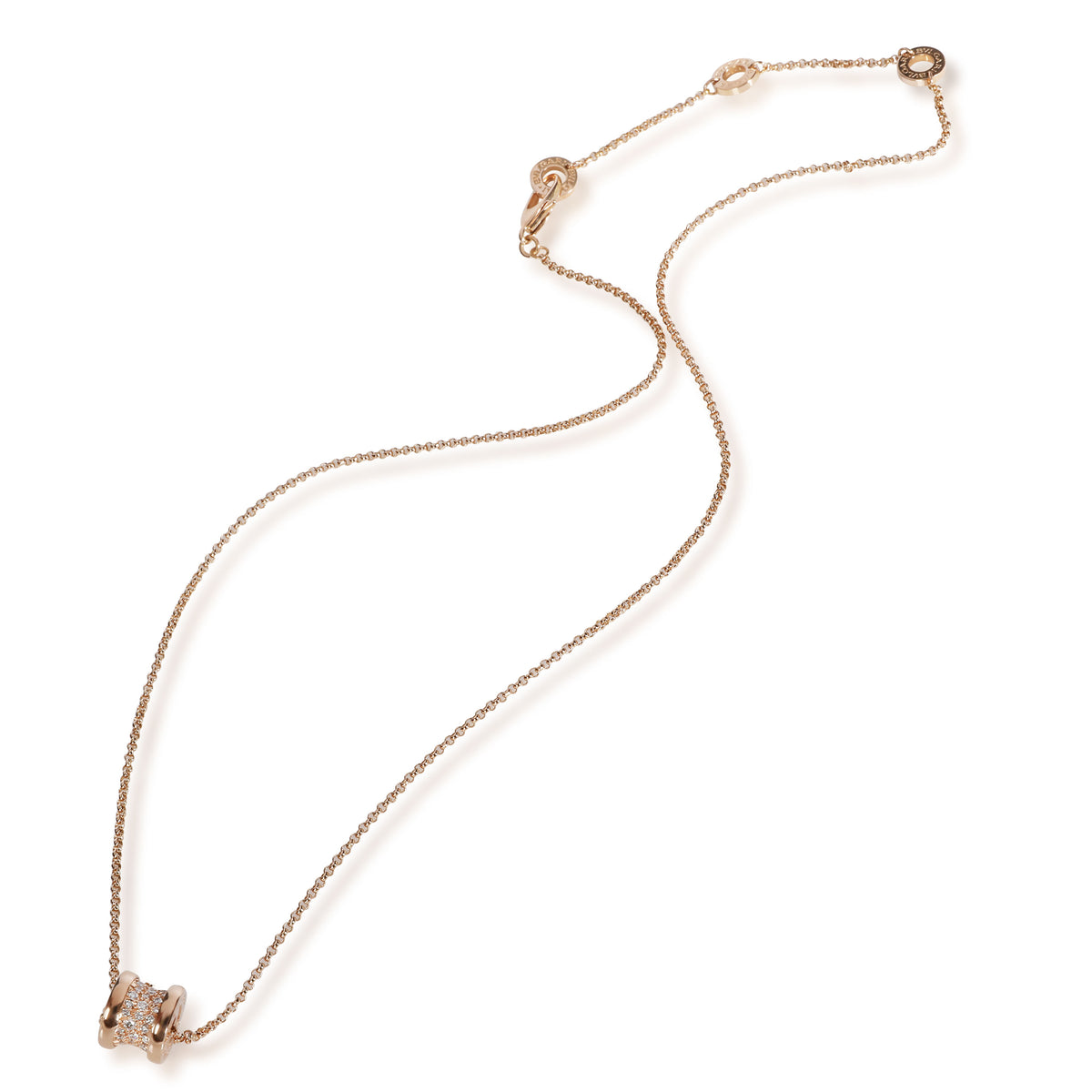 Bulgari B. Zero 1 Pave Diamond Necklace in 18K Rose Gold 0.31 CTW