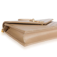 Saint Laurent Dark Beige Grain de Poudre Envelope Chain Wallet