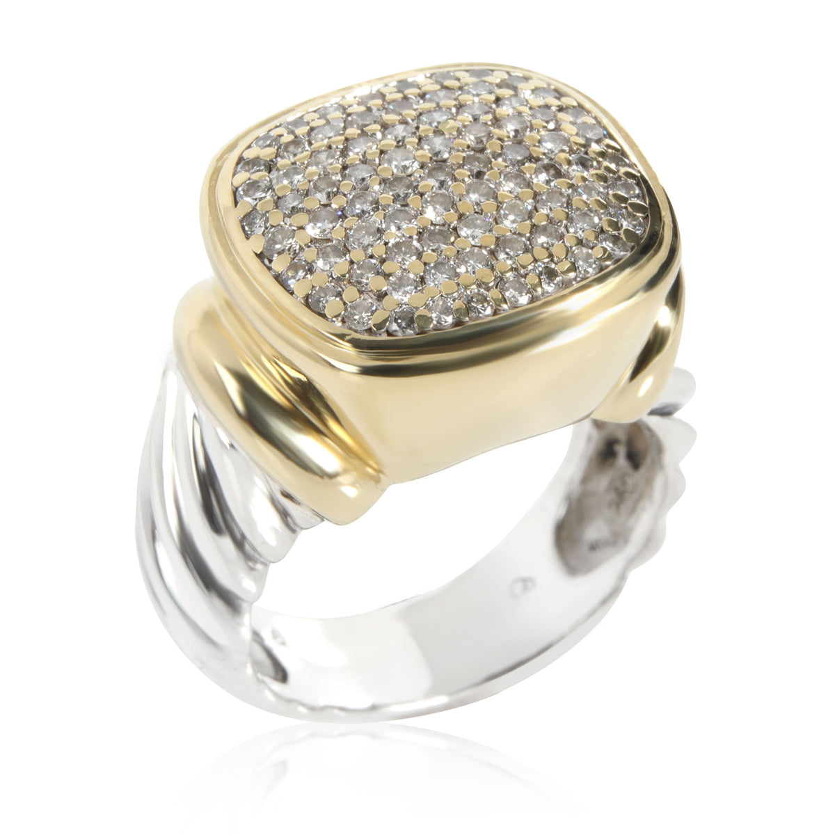 David Yurman Noblesse Diamond Ring in 18K Yellow Gold/Sterling Silver 0.90 CTW