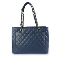 Chanel Blue Marine Quilted Caviar Grand Shopping Tote