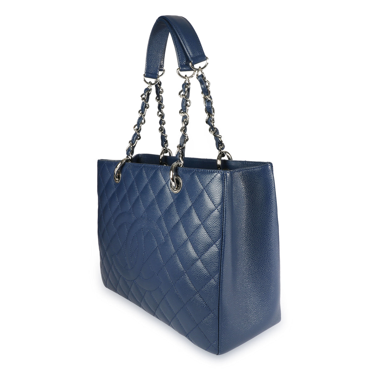 Chanel Blue Marine Quilted Caviar Grand Shopping Tote