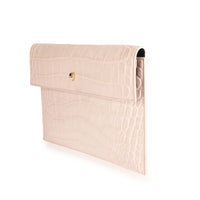 Alexander McQueen Blush Crocodile-Embossed Leather Skull Pouch