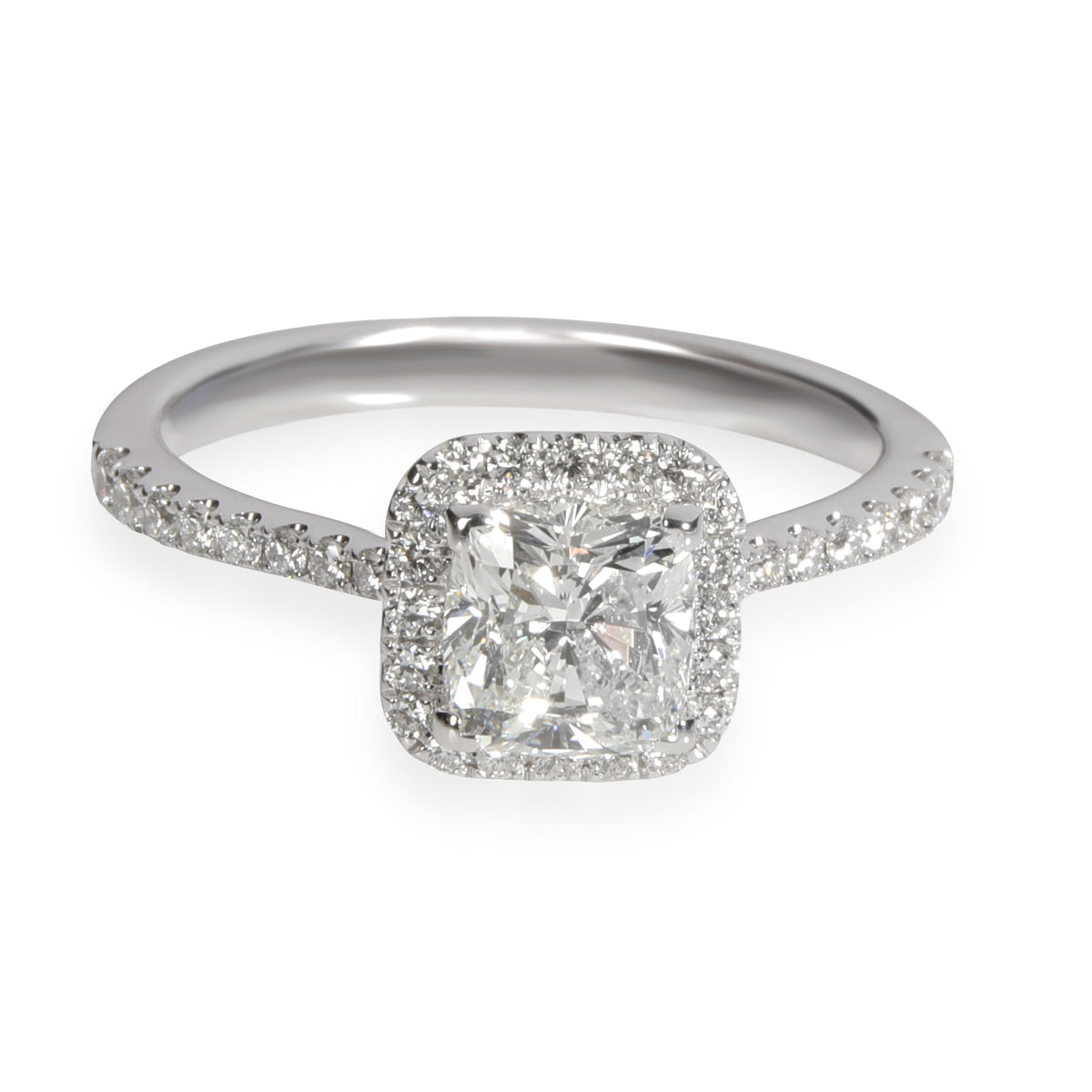 GIA Certified Cushion Diamond Engagement Ring in 18K White Gold G VS2 1.40 CTW