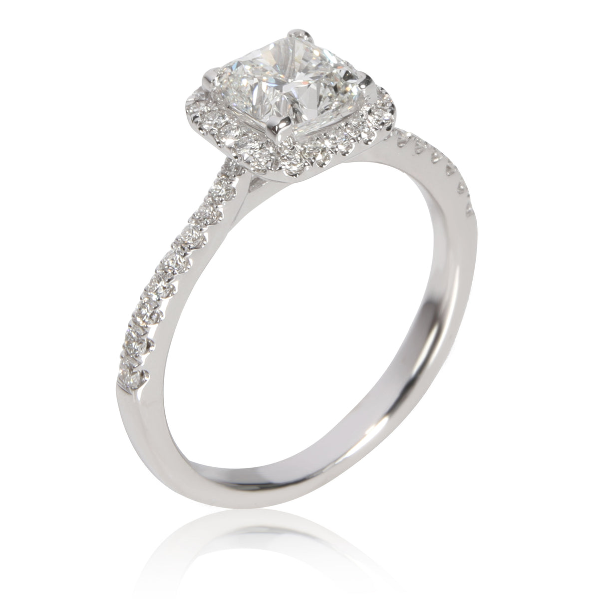 GIA Certified Cushion Diamond Engagement Ring in 18K White Gold G VS2 1.40 CTW