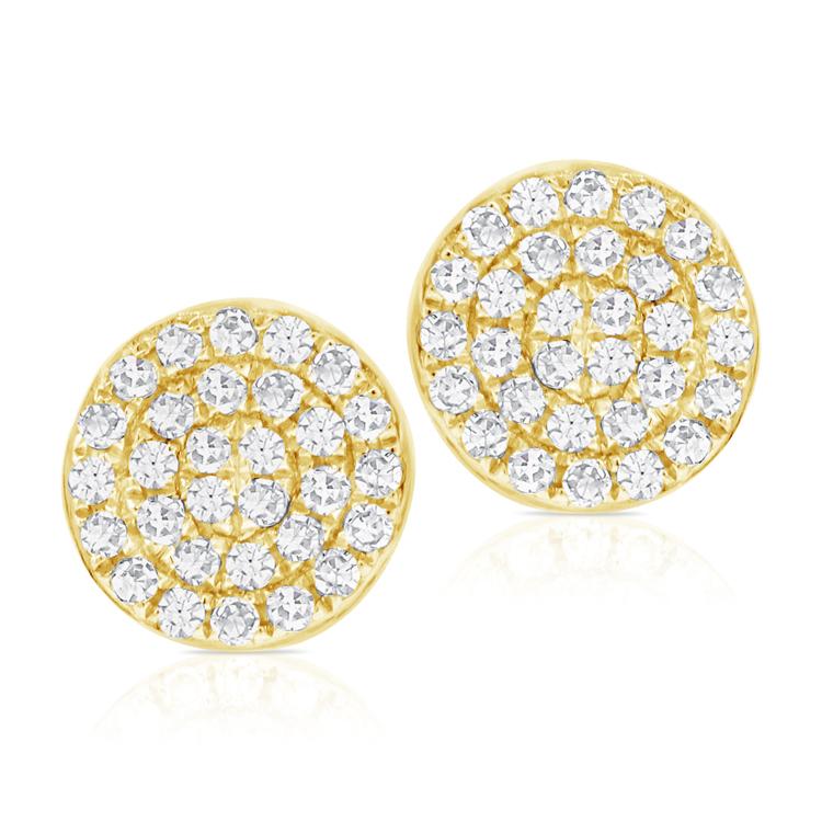 Diamond Pave Disc Stud Earrings in 14K Yellow Gold (0.22 CTW)