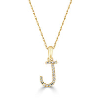 14k White Gold & Diamond Initial Necklace- J
