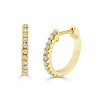 14k Yellow Gold & Diamond Huggie Earrings