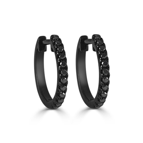 14k Black Gold & Diamond Huggie Earrings