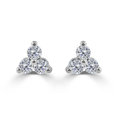 14k White Gold & Diamond Stud Earrings